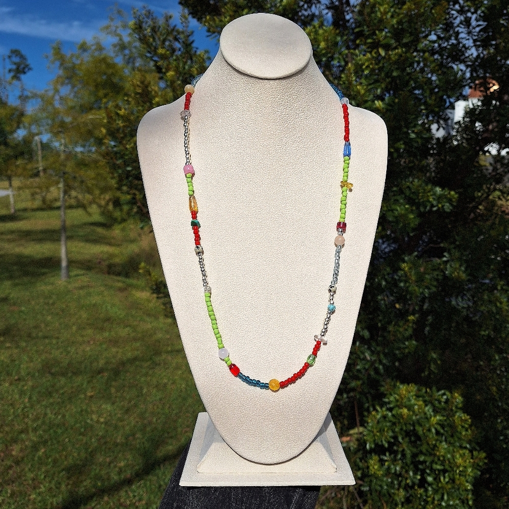 Gemstone, Czech Glass Beaded Necklace ~ Artisan Jewelry